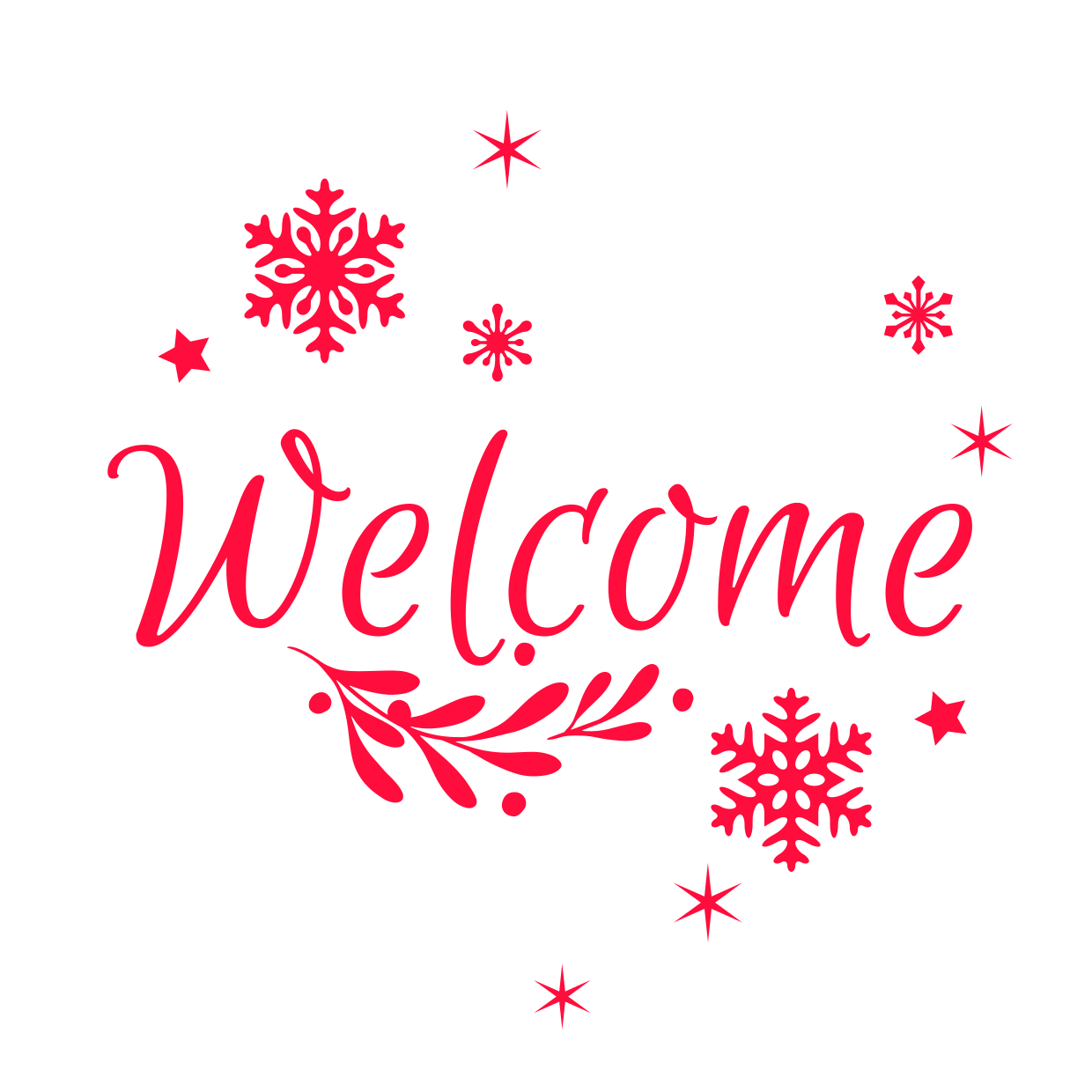 Red Christmas Icons With Welcome Text Holiday Template Square Signs