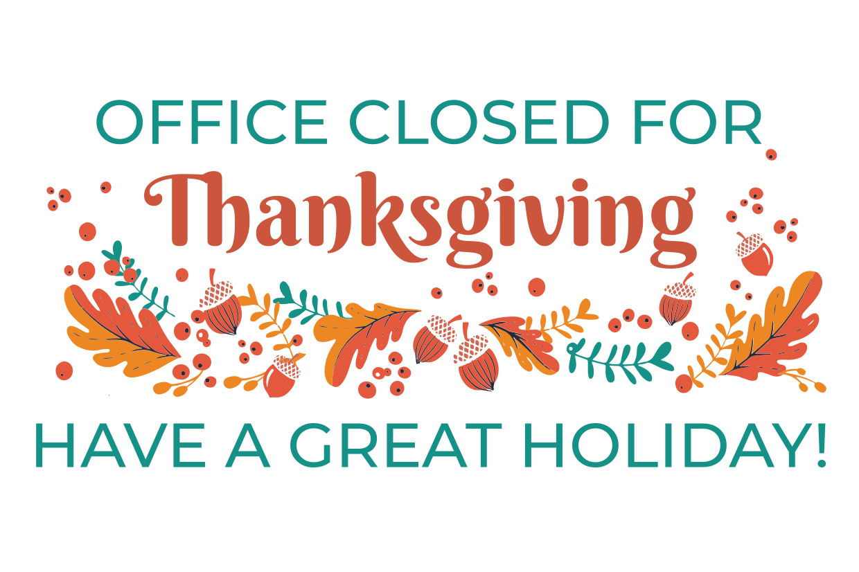 Golden Thanksgiving Office Closed Sign Template | Square Signs